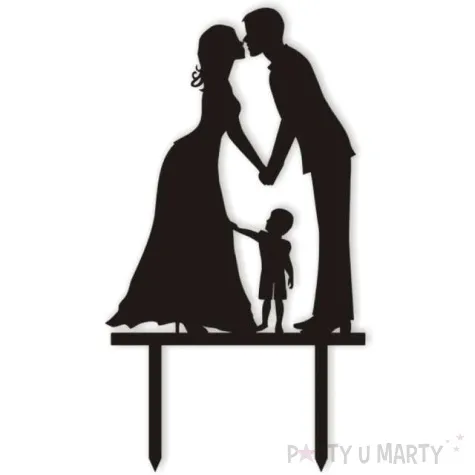 topper z pleksy para mloda z synkiem czarna 13 cm