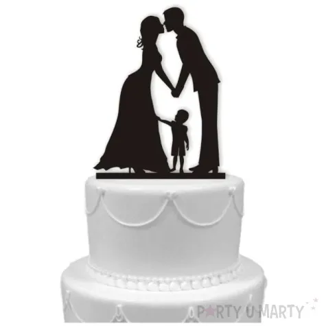 topper z pleksy para mloda z synkiem czarna 13 cm