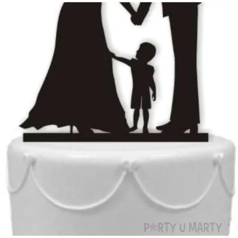 topper z pleksy para mloda z synkiem czarna 13 cm