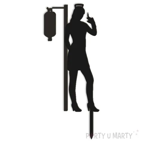 topper z pleksy pielegniarka czarny 7 5x18 cm