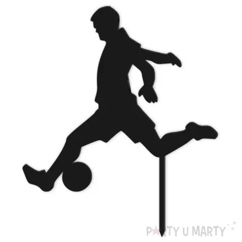 topper z pleksy pilkarz strzelajacy gola czarny 16x19 cm