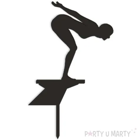 topper z pleksy plywaczka czarny 12x19 cm