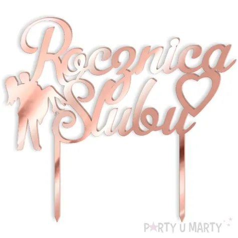 topper z pleksy rocznica slubu rose gold lustrzany 15 5x16 cm