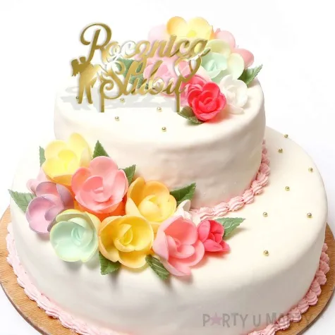 topper z pleksy rocznica slubu zloty lustrzany 15 5x16 cm