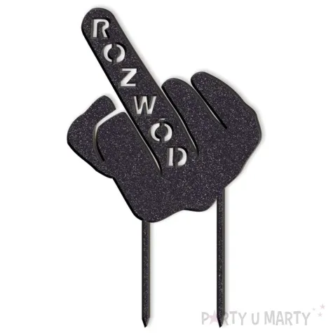 topper z pleksy rozwod fuck you czarny brokat 12 x 18 5 cm