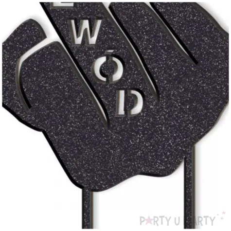 topper z pleksy rozwod fuck you czarny brokat 12 x 18 5 cm