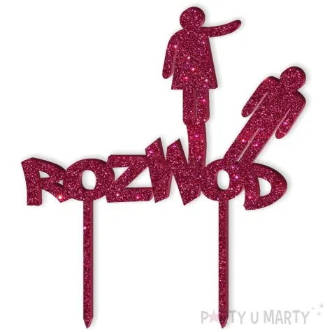 topper z pleksy rozwod rozowy brokat 14 5 x 19 5 cm