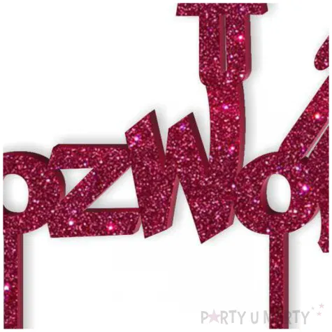 topper z pleksy rozwod rozowy brokat 14 5 x 19 5 cm