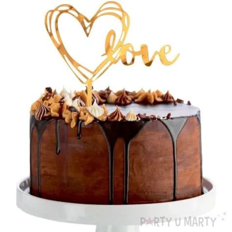 topper z pleksy serce love is in the air zloty godan 13 cm