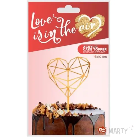 topper z pleksy serce love is in the air zloty godan 16 cm
