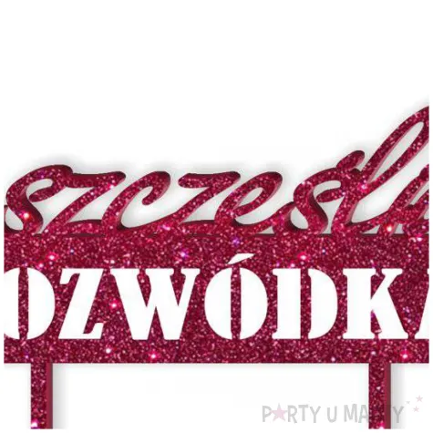 topper z pleksy szczesliwa rozwodka rozowy brokat 16 x 19 5 cm