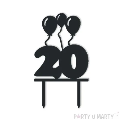 topper z pleksy urodziny 20 czarna 12 5 cm