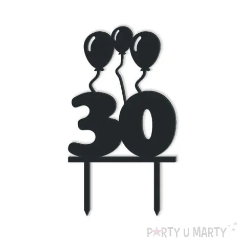topper z pleksy urodziny 30 czarna 12 5 cm