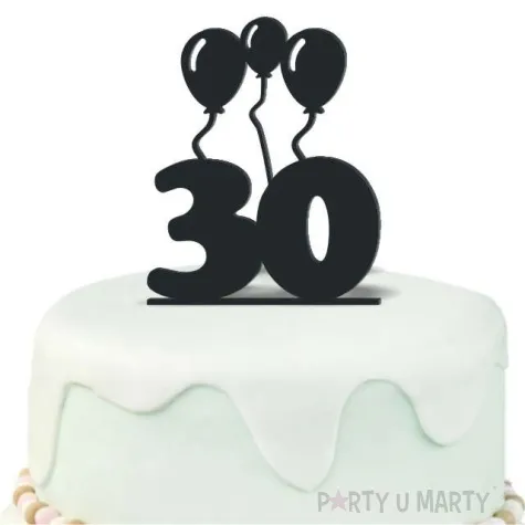 topper z pleksy urodziny 30 czarna 12 5 cm