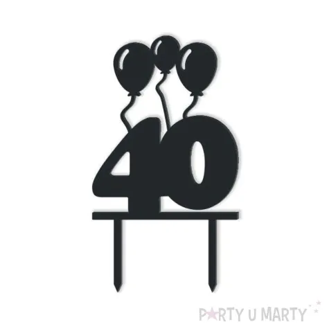 topper z pleksy urodziny 40 czarna 12 5 cm