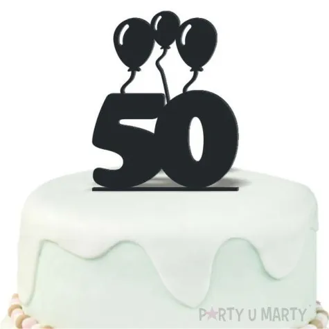 topper z pleksy urodziny 50 czarna 12 5 cm
