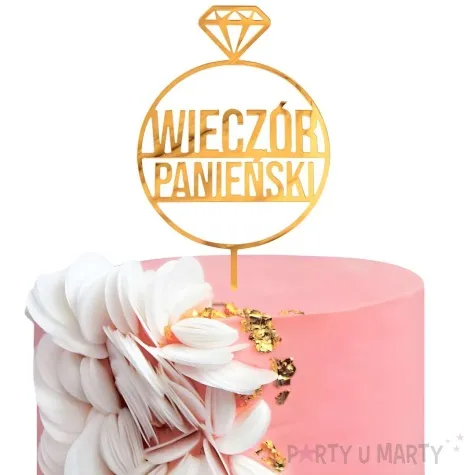 topper z pleksy wieczor panienski pierscionek zloty godan 10x18 cm