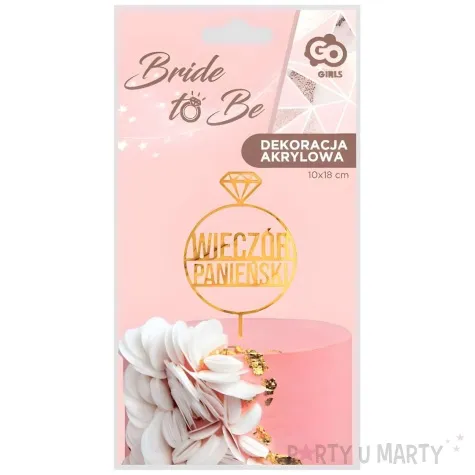 topper z pleksy wieczor panienski pierscionek zloty godan 10x18 cm