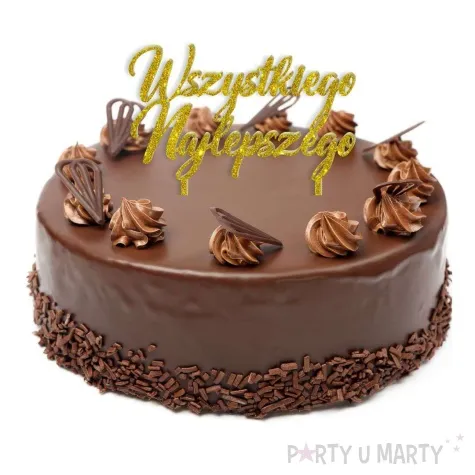 topper z pleksy wszystkiego najlepszego zloty brokat 15 cm