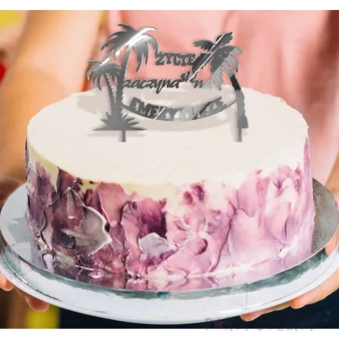 topper z pleksy zycie zaczyna sie na emeryturze hamak srebrny lustrzany 16 x 17 cm