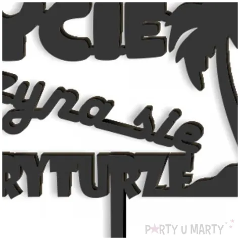 topper z pleksy zycie zaczyna sie na emeryturze palmy czarny 15 x 14 cm