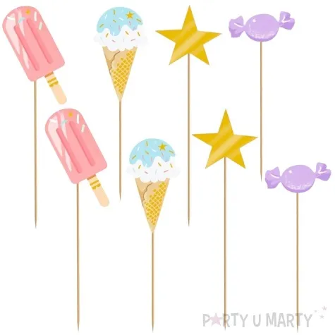 toppery papierowe crazy cake lody i cukierki amscan 8 szt