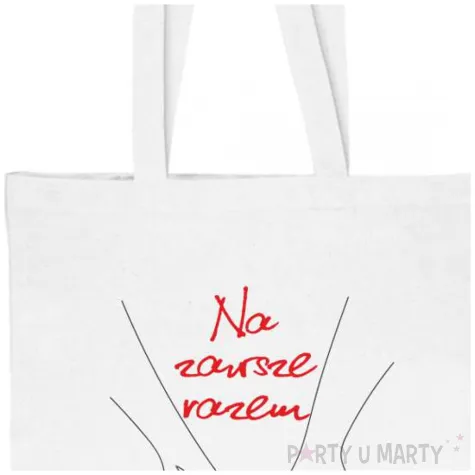 torba biala non woven na zakupy nadruk walentynki na zawsze razem prezent