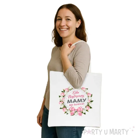 torba eko dla najlepszej mamy na swiecie bialy 40x35 cm