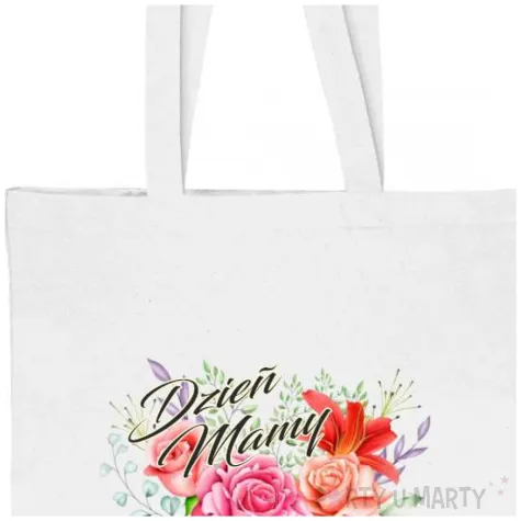 torba eko dzien mamy kwiaty bialy 40x35 cm