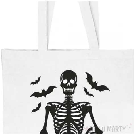 torba eko halloween szkielet z dynia bialy 40x35 cm