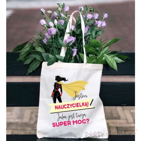 torba eko jestem nauczycielka jaka jest twoja super moc bialy 40x35 cm