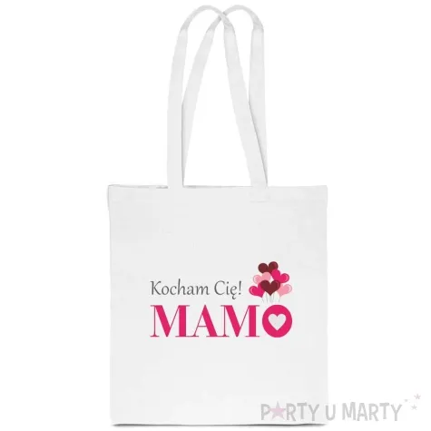 torba eko kocham cie mamo bialy 40x35 cm