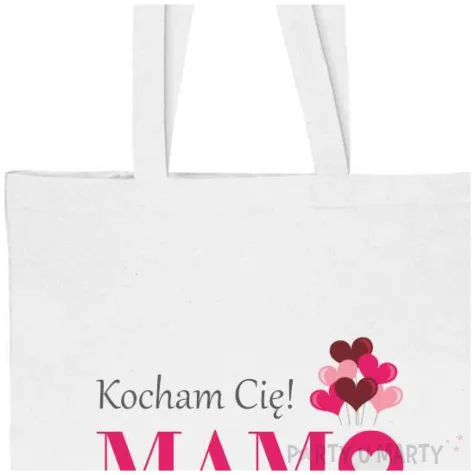 torba eko kocham cie mamo bialy 40x35 cm