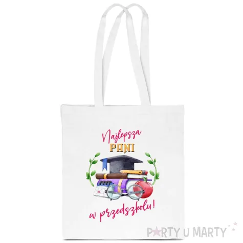 torba eko najlepsza pani w przedszkolu bialy 40x35 cm