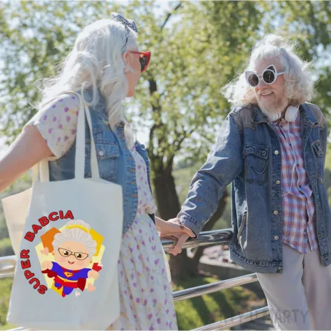 torba eko super babcia bialy 40x35 cm