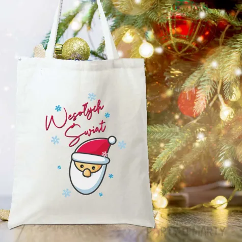 torba eko wesolych swiat bajeczne swieta mikolaj bialy 40x35 cm