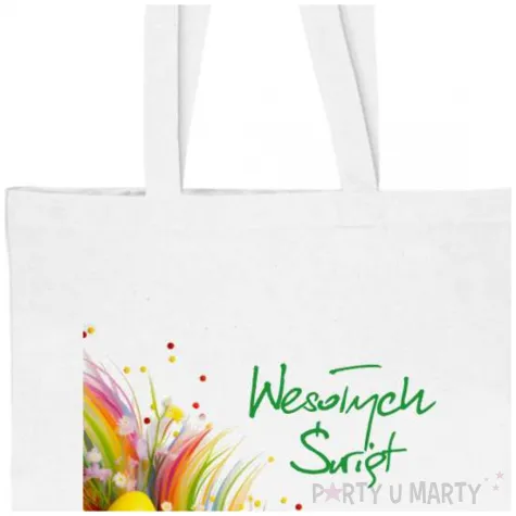 torba eko wesolych swiat barwne pisanki bialy 40x35 cm