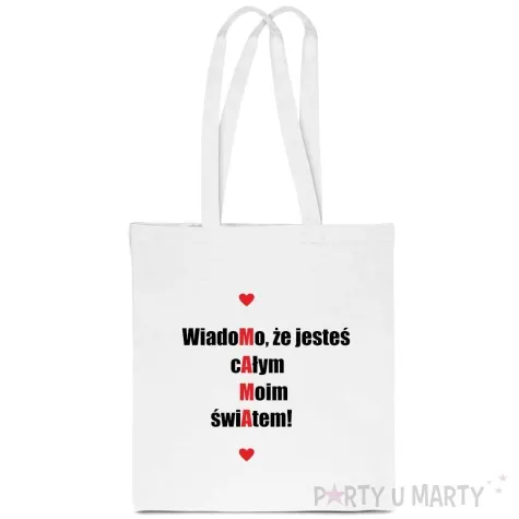 torba eko wiadomo ze jestes calym moim swiatem mama bialy 40x35 cm