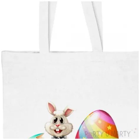 torba eko wielkanoc zajaczek w pisankach bialy 40x35 cm