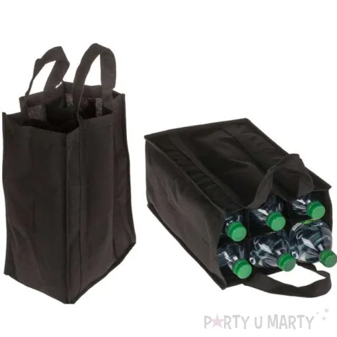 torba na zakupy 6 butelek czarna kemis 26x37 cm