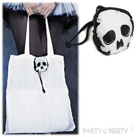 torba na zakupy czaszka brelok biala godan