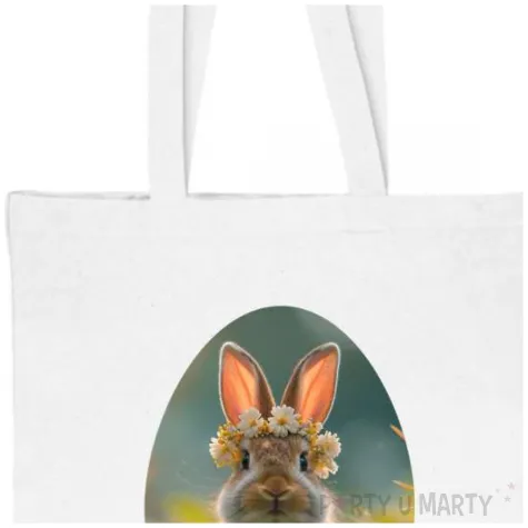 torba na zakupy prezent wielkanoc krolik i pisanki wesolych swiat bialy 40x35 cm