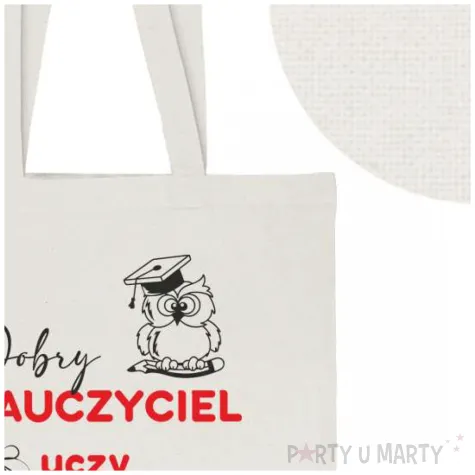 torba premium dobry nauczyciel uczy najlepszy inspiruje ecru 40x34 cm