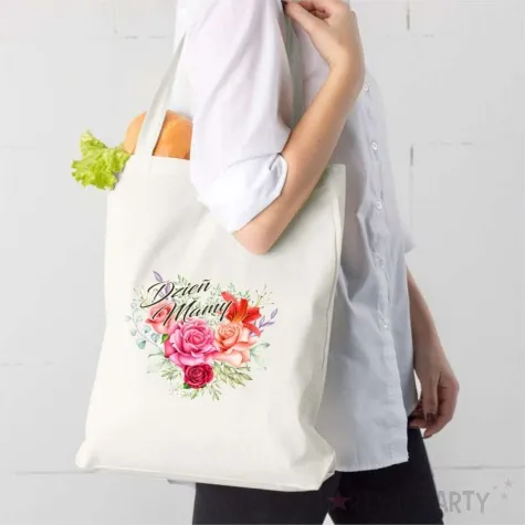 torba premium dzien mamy kwiaty ecru 40x34 cm