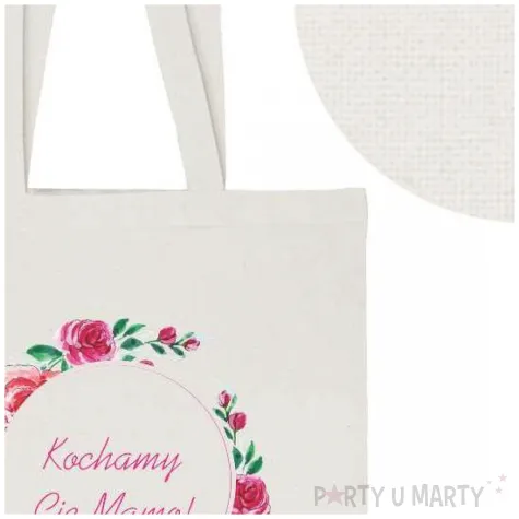 torba premium kochamy cie mamo kwiaty ecru 40x34 cm