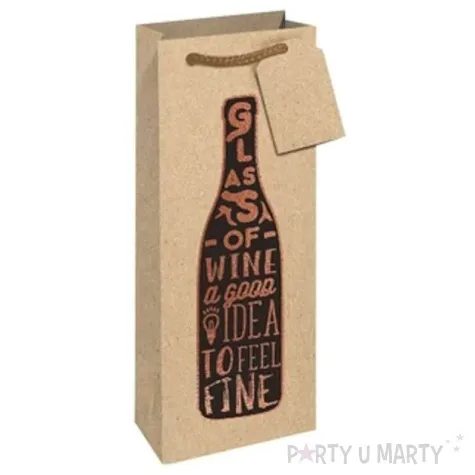 torebka na butelke kraft butelka glass of wine bez partypal 34x12x10 cm
