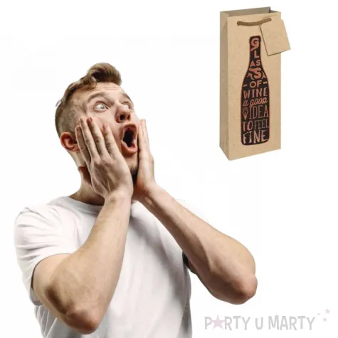 torebka na butelke kraft butelka glass of wine bez partypal 34x12x10 cm