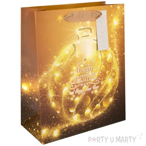 torebka na prezenty bombka choinkowa zloty partypal 23x18 cm