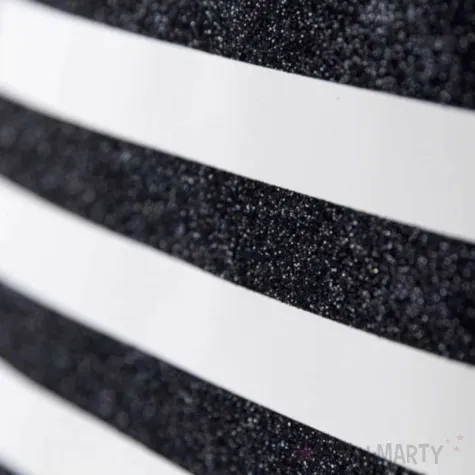 torebka na prezenty pasy brokatowe czarno biala partypal 31x26 cm