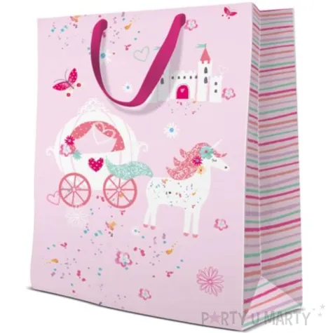 torebka prezenetowa ksiezniczka rozowy paw 41x30x12 cm